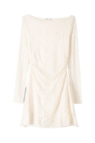 Vestido trapecio de encaje - Crudo