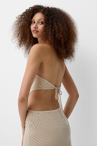 Vestido efecto doble prenda - Beige