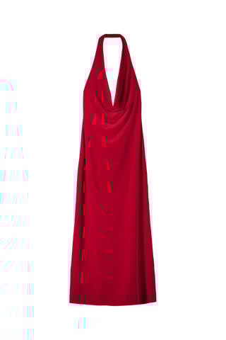 Vestido midi de terciopelo - Rojo