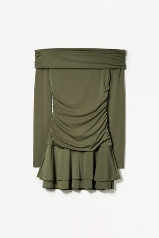 Vestido drapeado - Caqui