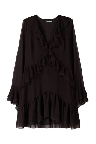 Vestido avolantado - Marrón