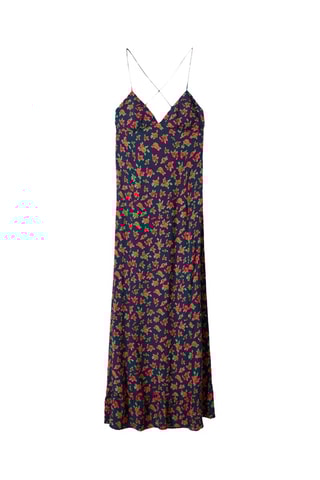 Vestido recto - Azul noche y rojo