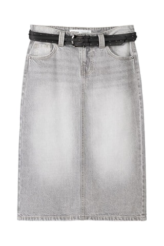 Falda recta vaquera - Gris claro