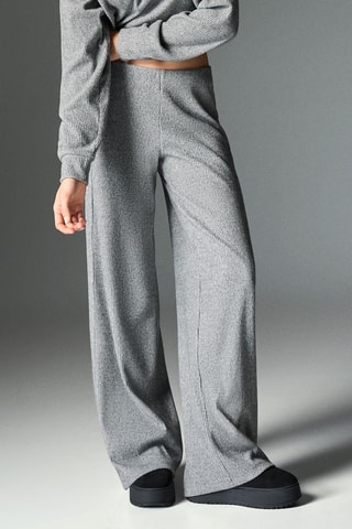 Pantalón wide leg - Gris claro jaspeado