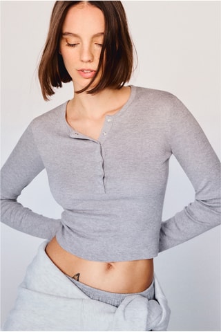 Camiseta cropped - Gris jaspeado