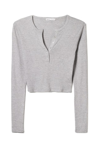 Camiseta cropped - Gris jaspeado