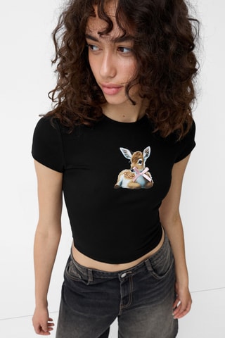 Camiseta cropped - Negro