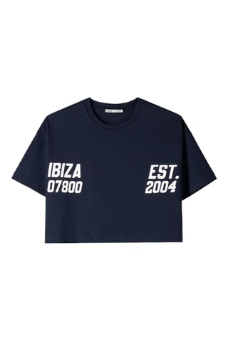 Camiseta cropped - Azul marino