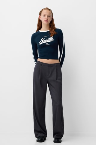 Camiseta cropped - Azul marino