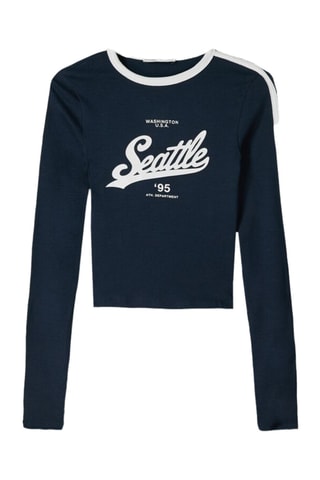 Camiseta cropped - Azul marino