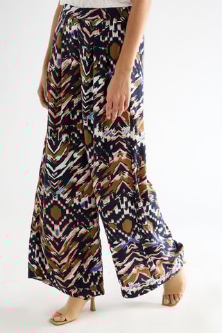 Pantaloni wide legs a vita alta - Multicolore