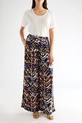 Pantaloni wide legs a vita alta - Multicolore