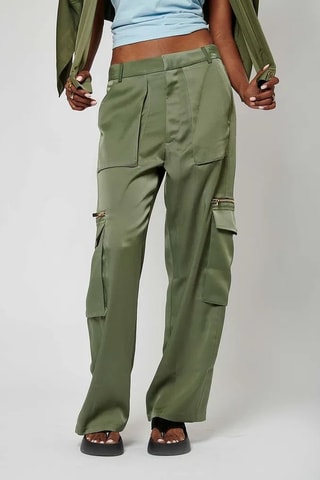 Pantaloni cargo satinati Slam - Kaki