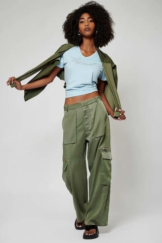 Pantaloni cargo satinati Slam - Kaki