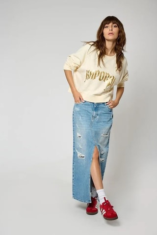 Gonna lunga con spacco Belle - Blu