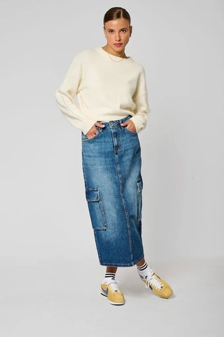 Gonna lunga con spacco in jeans Bika - Blu