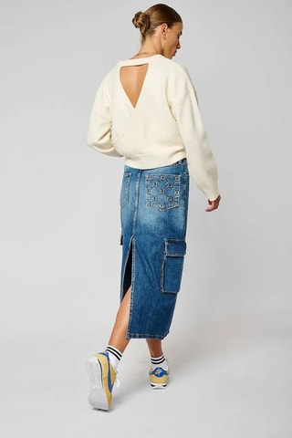 Gonna lunga con spacco in jeans Bika - Blu