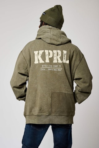 Felpa regular con cappuccio Roky  - Kaki