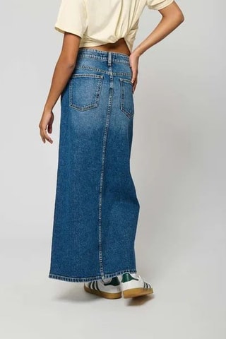 Gonna lunga con spacco in jeans Belle - Blu