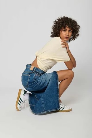 Gonna lunga con spacco in jeans Belle - Blu