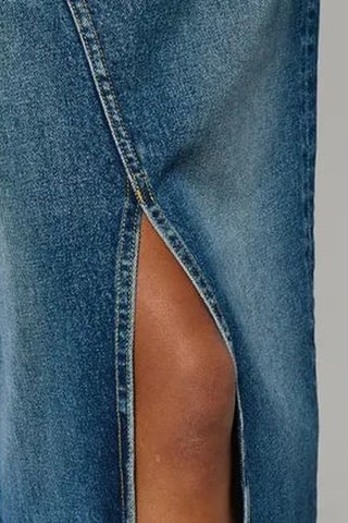 Gonna lunga con spacco in jeans Belle - Blu