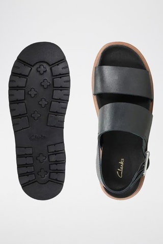 Sandálias com plataforma em couro flor integral Orianna - Preto