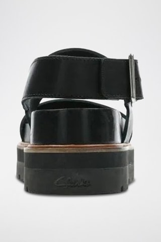 Sandálias com plataforma em couro flor integral Orianna - Preto