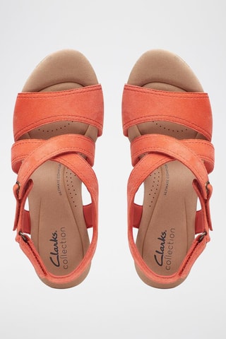 Sandálias com cunha de nobuck Rose Way - Coral