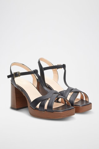 Sandálias de salto em couro Nisby - Preto