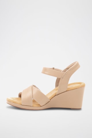 Sandálias com cunha em nobuck Tulip Gem - Bege