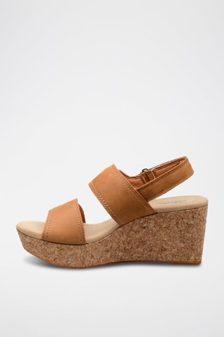 Sandálias com cunha em nobuck Rose - Castanho