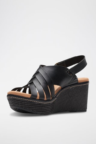 Sandálias com cunha de couro Elleri - Preto