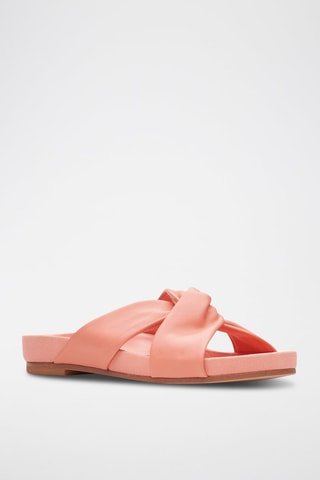 Mules de couro Pure Twist - Coral