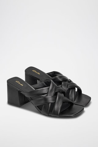 Mules de salto em couro Sheer65 Step - Preto