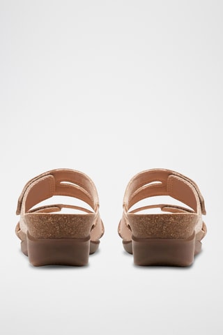 Mules com cunha em nobuck Calemne - Bege-claro