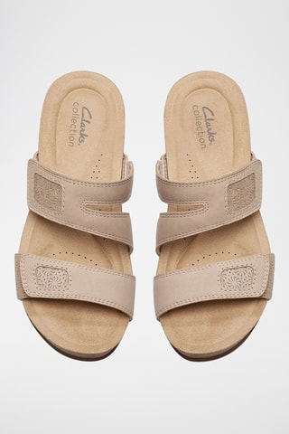 Mules com cunha em nobuck Calemne - Bege-claro