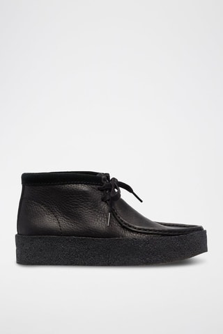 Boots com plataforma em couro de vitelo Wallabee - Preto