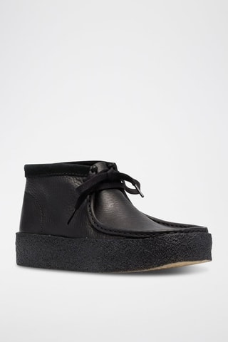 Boots com plataforma em couro de vitelo Wallabee - Preto