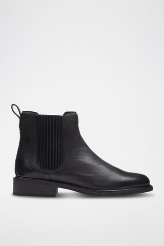 Botins Chelsea em couro Cologne - Preto