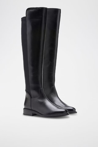 Botas acima do joelho em couro Renewal Up - Preto