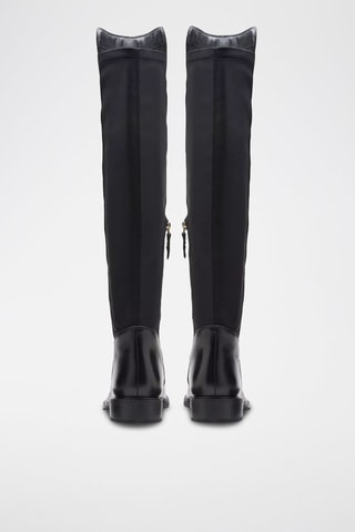 Botas acima do joelho em couro Renewal Up - Preto