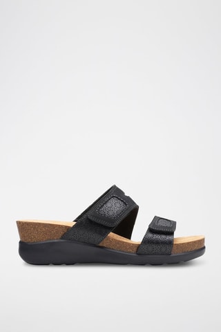 Mules com cunha de nobuck Calenne - Preto