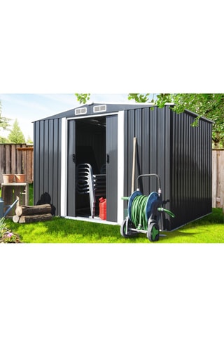 Abri de jardin avec base - Gris et blanc - 8,4 m³