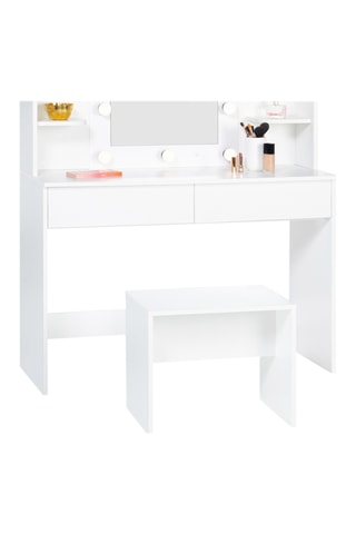 Coiffeuse 2 tiroirs et tabouret Zita - 108 x 41 x 40 cm / 48 x 40,5 x 29,5 cm