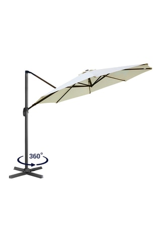 Parasol rond 360° déporté avec housse et pied - 3 m