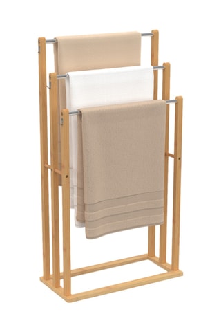 Porte-serviettes Maya 3 niveaux en bambou - 45 x 21 x 82 cm