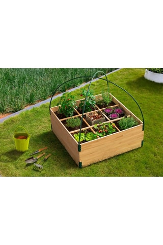 Serre de potager en bois 9 compartiments avec composteur central intégré Aroma - 100 x 100 x 90 cm