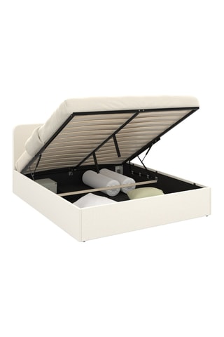 Lit-coffre avec sommier et tête de lit arrondie - Couchage 160 x 200 cm