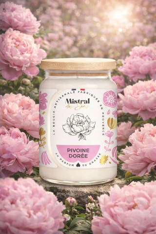 Peônia dourada - Vela perfumada - Branco e rosa