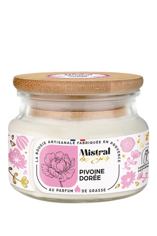 Peônia dourada - Vela perfumada - Branco e rosa